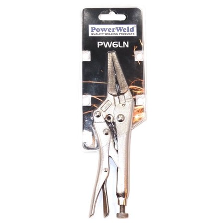 POWERWELD Long Nose Locking Pliers with Cutter, 10" PW6LN